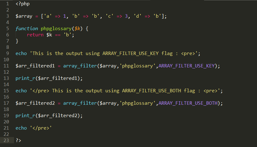 How to use array_filter() function in php ?